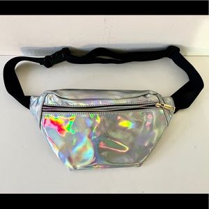 Rainbow Iridescent Silver Metallic Fanny Pack - up to 52”